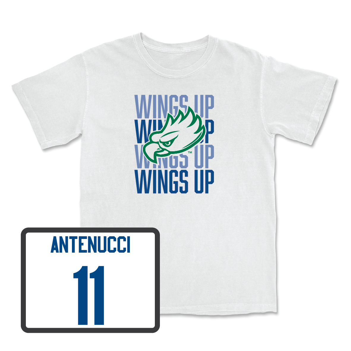 Women's Basketball White Wings Up Tee - Maddie Antenucci