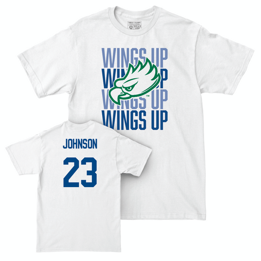 Men's Basketball White Wings Up Tee - Dallion Johnson